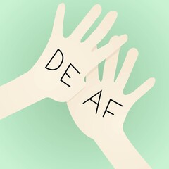 Hearing disability concept. Deaf people community ableism and diversity. Sign language communication flat hands illustration.
