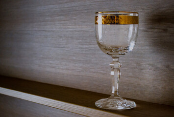 glass on the shelf.