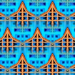 repeat vivid turquoise art deco style futuristic new city