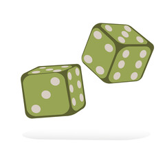 Dice, two cubes for gambling or divination. Vector flat illustration