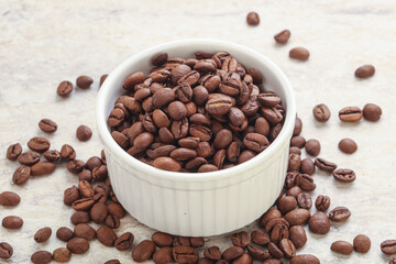 Roasted coffee bean in the bowl