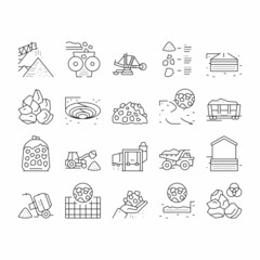 Crushed Stone Mining Collection Icons Set Vector .