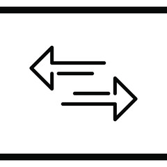 Transfer arrows icon. Data transfer vector icon. Arrow exchange icon. Arrow left and right symbol. Vector illustration on white background