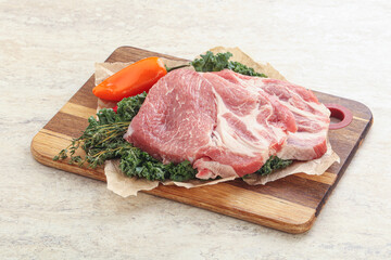 Raw pork neck for cooking