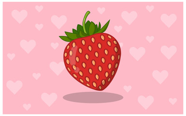 Strawberry-with-pink-hearts-background