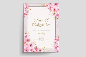 romantic cherry blossom wedding invite card set