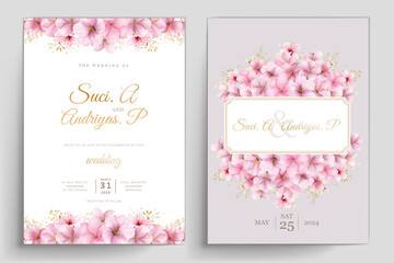 romantic cherry blossom wedding invite card set