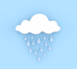 clouds of raindrops on a blue background.Spring weather concept,rainy