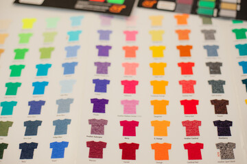 T-shirt color selection for marketing advertising business textile fabric cloth production. Digital...