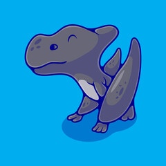 cute stegosaurus pteranodon illustration suitable for mascot sticker and t-shirt design © Cikiz