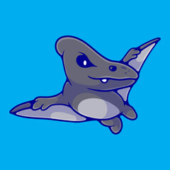 cute stegosaurus pteranodon illustration suitable for mascot sticker and t-shirt design © Cikiz