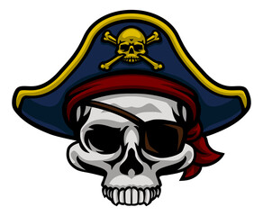 Pirate Hat Skull and Crossbones Cartoon