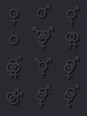 Set of gender symbols. Sexual identity icons.