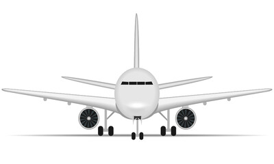 Fototapeta na wymiar White airplane isolated on a white background