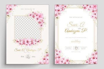 romantic cherry blossom wedding invite card set © lukasdedi