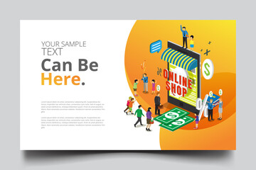 business isometric online shop with copy space
