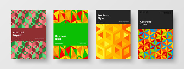 Premium geometric tiles booklet layout bundle. Trendy annual report A4 design vector concept collection.