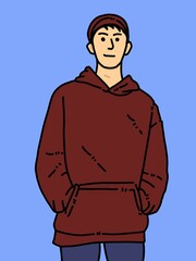 Fototapeta premium cute man cartoon on blue background