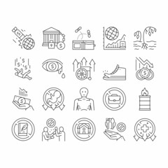 Poverty Destitution Collection Icons Set Vector .