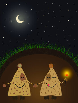 Vector illustration of a character in an earth hole