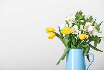 Bouquet of tulips on light background