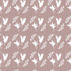 Dancing Japanese cranes. Design, backgrounds, poster
