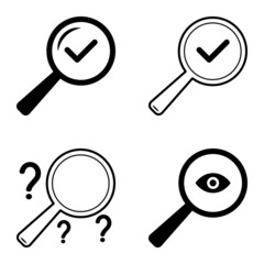 Magnifiers Flat Icon Set Isolated On White Background