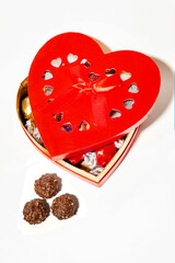 Red heart shaped chocolate box