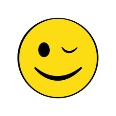 Winking face emoji. Isolated. Vector. Cartoon