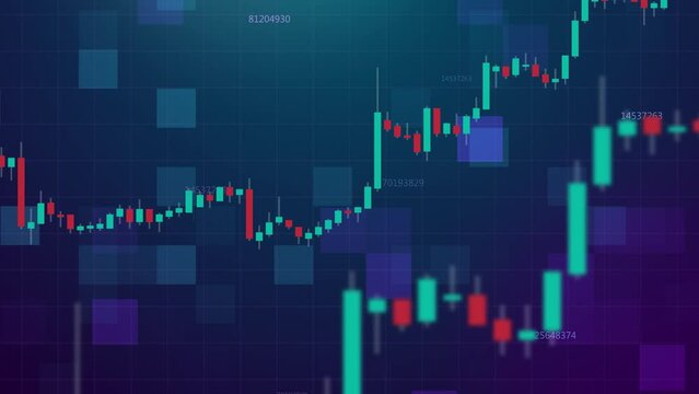 Candle stick graph chart of stock market forex trading, Bullish point, Bearish point.  financial investment concept. Economy trends animated background for business. Abstract background 4k animation
