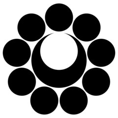 千葉常胤の家紋です。九曜に月といいます。