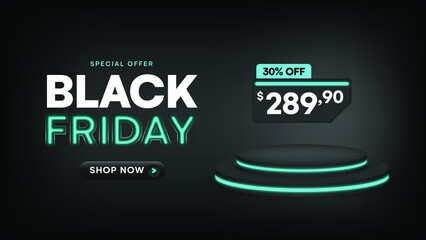 Black Friday Sale illustration in neon style.