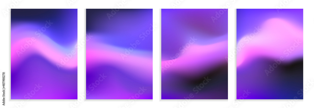 Poster set of soft fluid gradient background. abstract colorful blue and pink screen. minimal color vector 