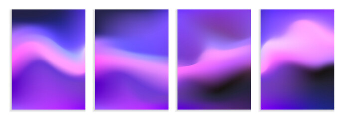 Fototapeta premium Set of soft fluid gradient background. Abstract colorful blue and pink screen. Minimal color vector illustration.