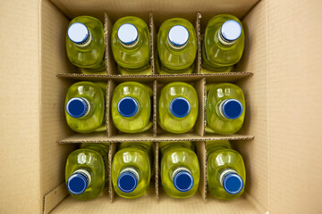 Wine Bottles in a Carton Box Close Up - 487988428