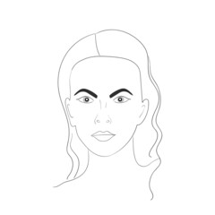 Woman silhouette art line face. Elegant female figure, beauty girl. Line art style. Trendy vector illustration isolated on white background. Contour graphics for design
