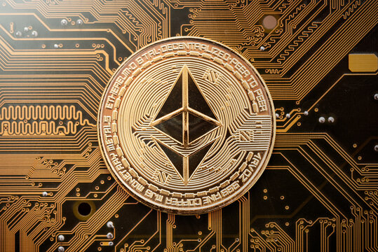 Ethereum cryptocurrency coin, blockchain concept