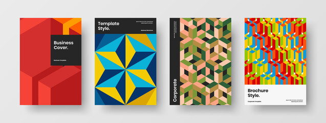 Obraz premium Clean geometric pattern banner concept composition. Isolated pamphlet A4 design vector layout set.