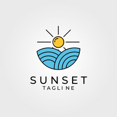 sunset icon logo vector Design template
