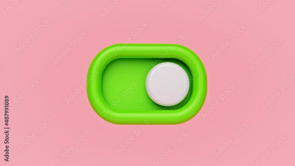 Poster simple app slider. on and off toggle switch buttons 3d animation.