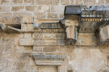 The Walls Of The Old Amphitheater remember a lot. Ancient reliefs on the stone walls.