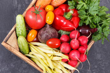 Fresh vegetables as healthy ingredients containing vitamins and minerals using for cooking dishes