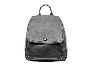 Naklejka premium Beautiful black leather backpack on a white background.