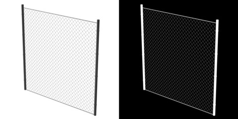 3D rendering illustration of a wire fence module