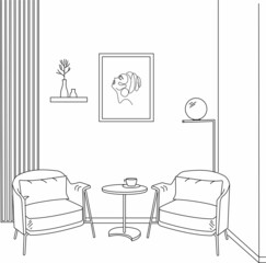 Beauty salon interior , Set of equipment for hairdresser, accessories, equipment, hairdresser, contour, doodle