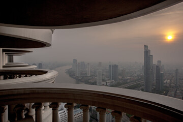 Panorama of Bangkok on the sunset