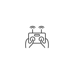 Control drone video controller line icon. Joystick radio controlled device © Horizen