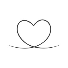 Heart line continuous icon. Love outline symbol. Valentine Day one line design. Vector isolated on white. 