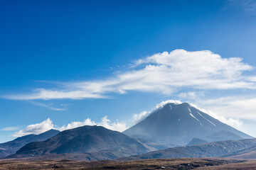 New Zealand, North Island. Tongariro National Park, Mt Ngauruhoe (active volcano)