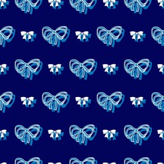 Abstract Sweet Blue Ribbon Vector Graphic Art Seamless Pattern